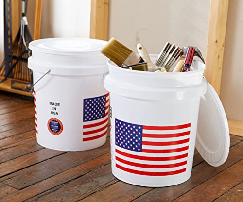 2 Pack 5 Gallon Heavy Duty Plastic Buckets