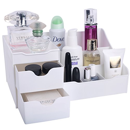 White Makeup Organizer for Vanity and Bathroom Counter