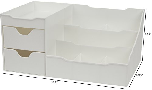 White Makeup Organizer for Vanity and Bathroom Counter