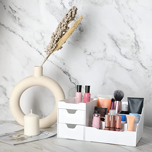 White Makeup Organizer for Vanity and Bathroom Counter