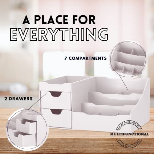 White Makeup Organizer for Vanity and Bathroom Counter
