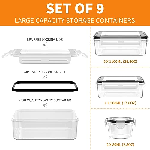 18 PCS BPA-Free Food Storage Containers with Lids