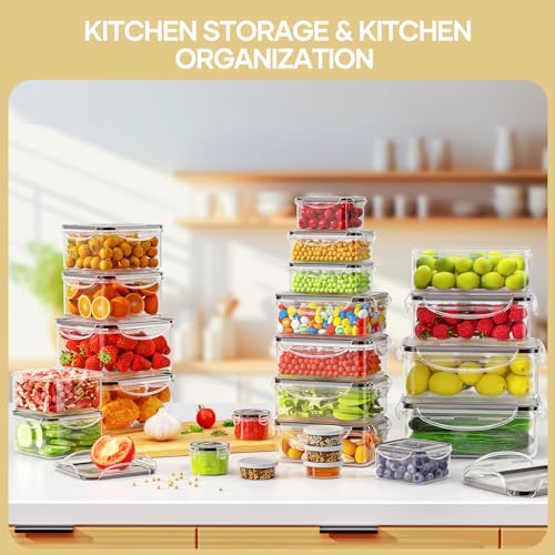 Airtight Food Storage Containers Set with Labels & Marker