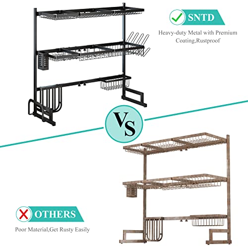 Adjustable 3 Tier Over-The-Sink Dish Drying Rack, Black