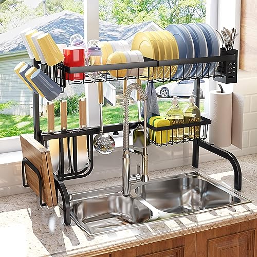 Adjustable 2 Tier Metal Over Sink Dish Rack
