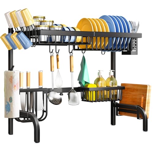 Adjustable 2 Tier Metal Over Sink Dish Rack