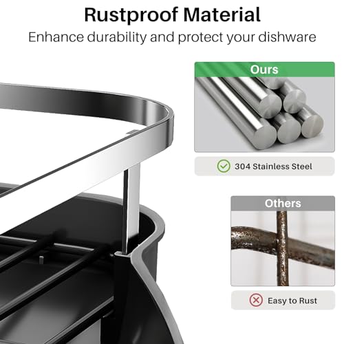 Expandable Stainless Steel Dish Drying Rack with Utensil Holder
