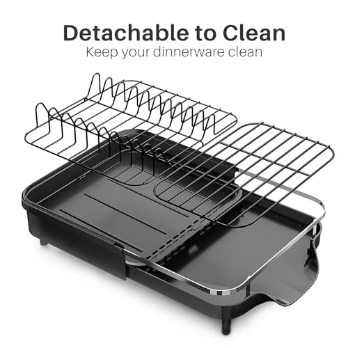 Expandable Stainless Steel Dish Drying Rack with Utensil Holder