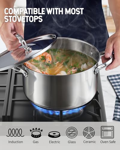 Classic Stainless Steel Cookware Set 10-Pieces, Pots and Pans