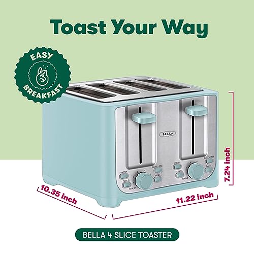 BELLA 4 Slice Toaster - Wide Slots, Removable Tray, Functions