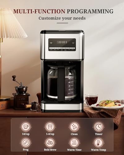 Kismile 14-Cup Programmable Stainless Steel Coffee Maker