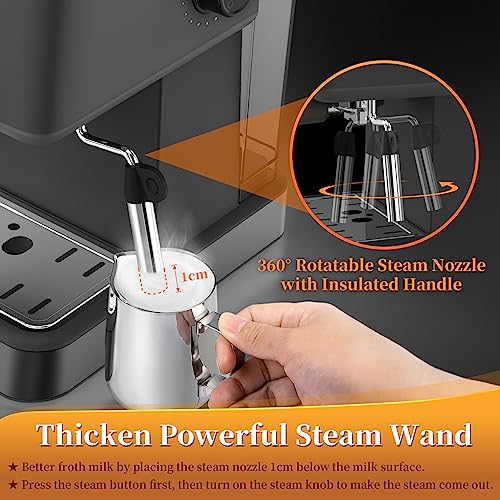 Retro Espresso Machine with Milk Frother and Steamer