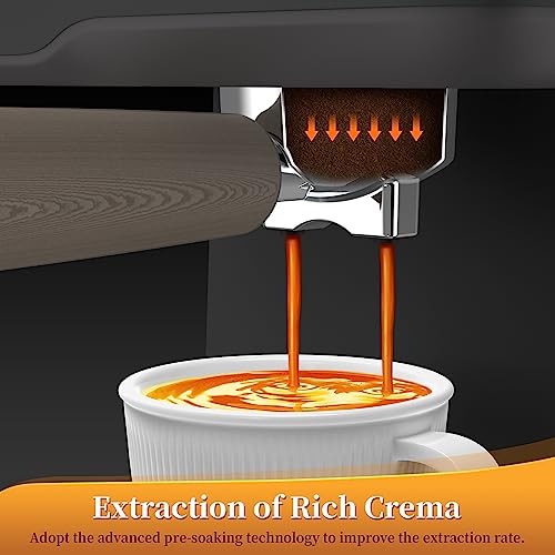 Retro Espresso Machine with Milk Frother and Steamer