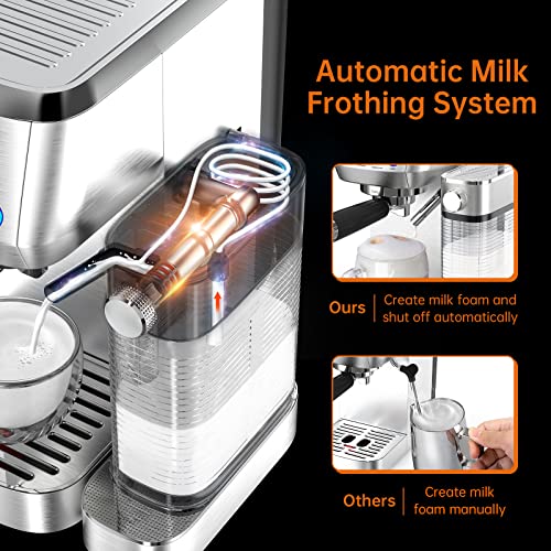 Stainless Steel 20 Bar Espresso Machine with Milk Frother