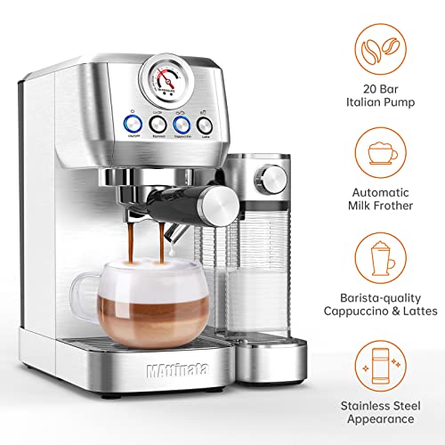 Stainless Steel 20 Bar Espresso Machine with Milk Frother