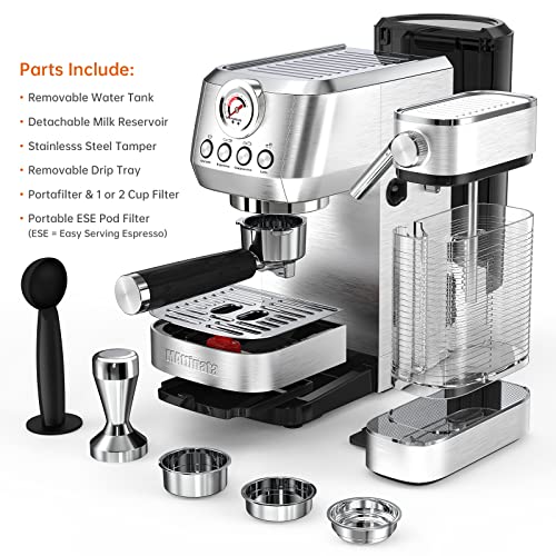 Stainless Steel 20 Bar Espresso Machine with Milk Frother