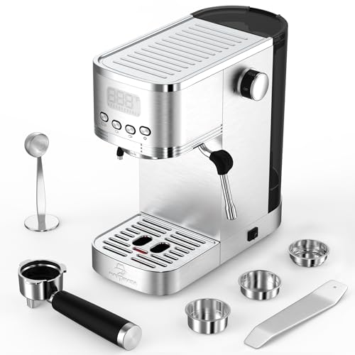 20-Cup Espresso Machine with Hot Water Pipe & Steamer
