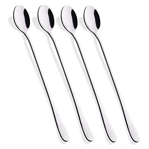 Set of 4 Stainless Steel Long Handle Spoons