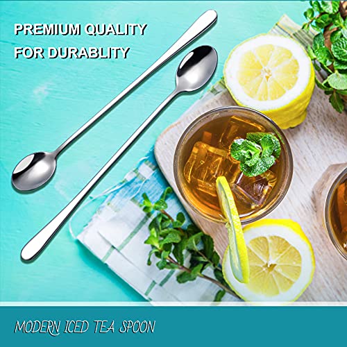 Set of 4 Stainless Steel Long Handle Spoons