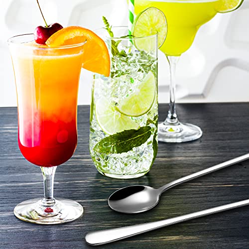 Set of 4 Stainless Steel Long Handle Spoons