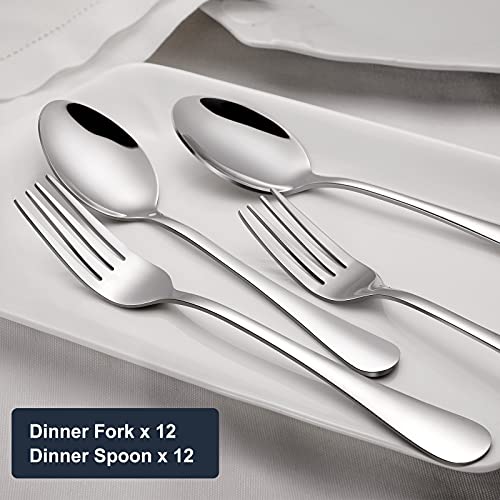 24-pc Hiware Stainless Steel Flatware Set for Home & Restaurant