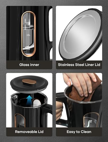 INTASTING Electric Kettle, Double Wall Glass Inner, 1.5-Liter