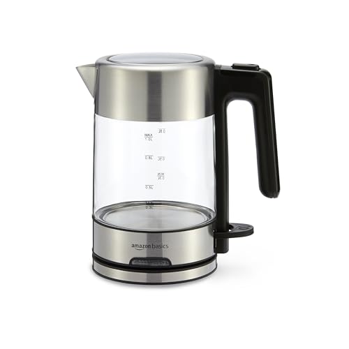 Amazon Basics Electric Glass Kettle - 1.0L Stainless