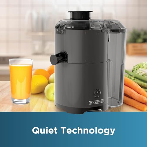 BLACK+DECKER Quiet Juicer, JE2500B, Non-Drip Spout, Compact
