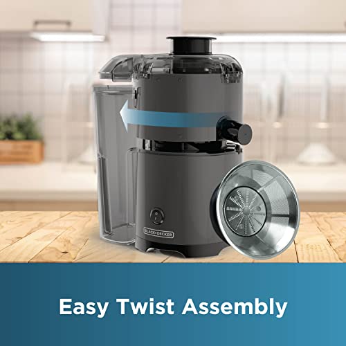 BLACK+DECKER Quiet Juicer, JE2500B, Non-Drip Spout, Compact