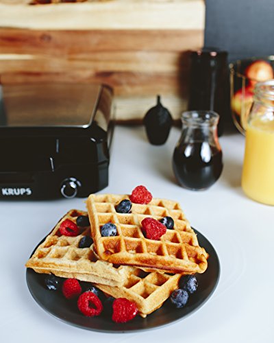 Krups Stainless Steel Waffle Maker, 4 Slices, 1200W