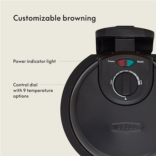 BELLA Classic Rotating Belgian Waffle Maker, Nonstick Plates