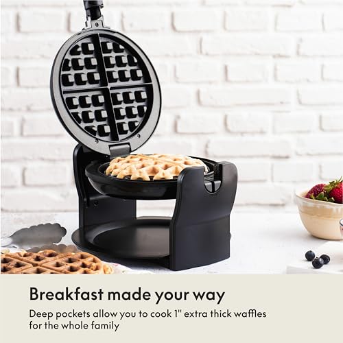 BELLA Classic Rotating Belgian Waffle Maker, Nonstick Plates