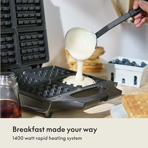 BELLA Classic Belgian Waffle Maker, Non-stick Plates, Stainless