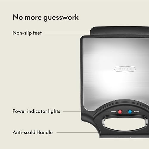 BELLA Classic Belgian Waffle Maker, Non-stick Plates, Stainless