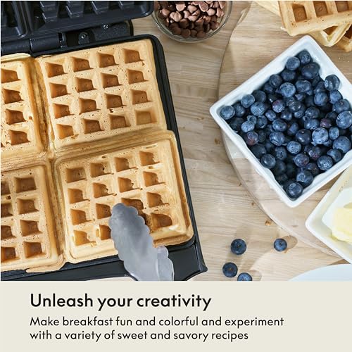 BELLA Classic Belgian Waffle Maker, Non-stick Plates, Stainless