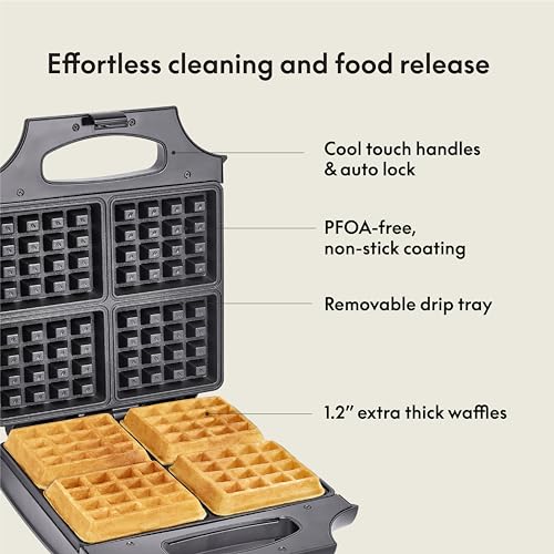 BELLA Classic Belgian Waffle Maker, Non-stick Plates, Stainless