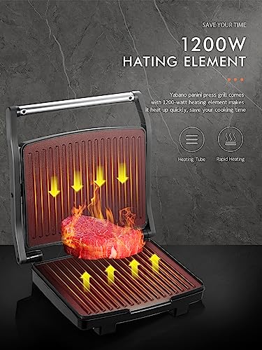 Yabano Panini Press Grill, Gourmet Sandwich Maker