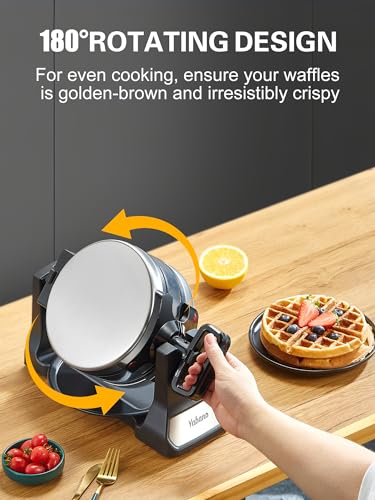 Yabano Stainless Steel Belgian Waffle Maker - Double Flip