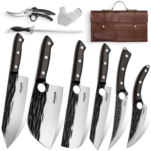 Serbian Chef Knife Set with Bag and Ebony Handle