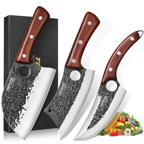 Serbian Chef Knife Set with Cleaver and Viking Knives