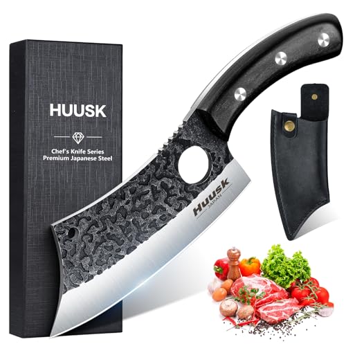 Hand Forged Huusk Cleaver Knife, High Carbon Steel