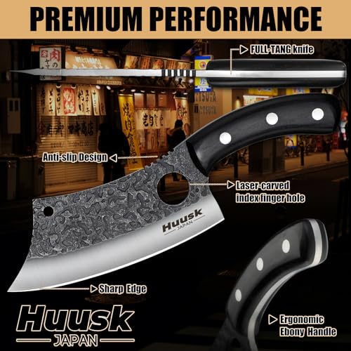 Hand Forged Huusk Cleaver Knife, High Carbon Steel