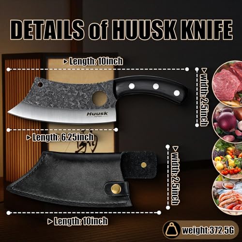 Hand Forged Huusk Cleaver Knife, High Carbon Steel