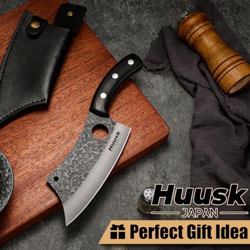 Hand Forged Huusk Cleaver Knife, High Carbon Steel