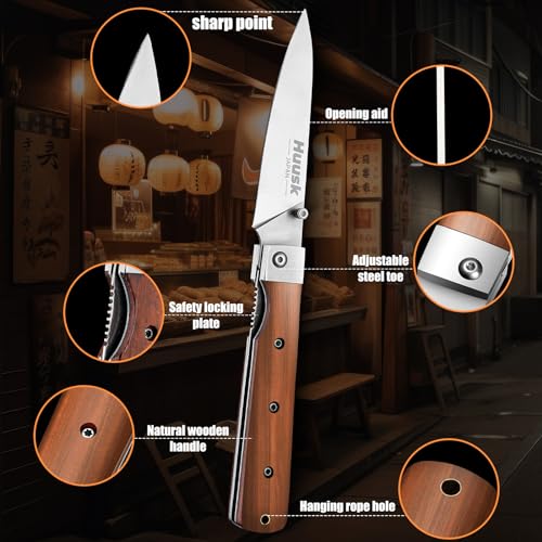 Huusk Folding Fruit Knife, Japanese Pocket Paring Knife