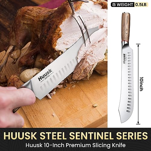Huusk 10" Bullnose Butcher Knife, High-Carbon Steel