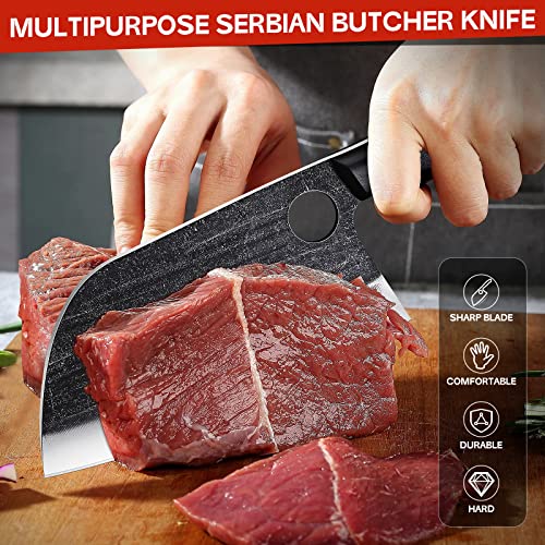 Serbian Chef Knife: Hand Forged Cleaver with Sheath