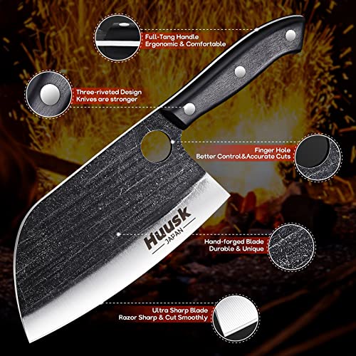 Serbian Chef Knife: Hand Forged Cleaver with Sheath