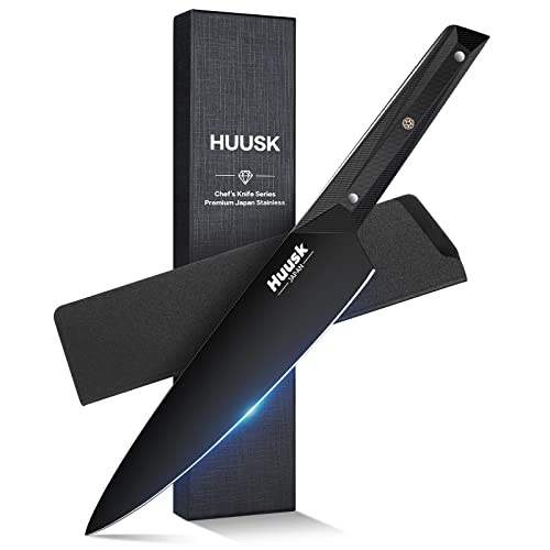Japanese Chef Knife with Black Titanium Coated Blade