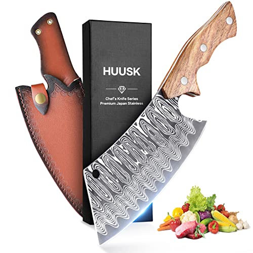 Hand Forged Japanese Meat Cleaver Knife with Sheath